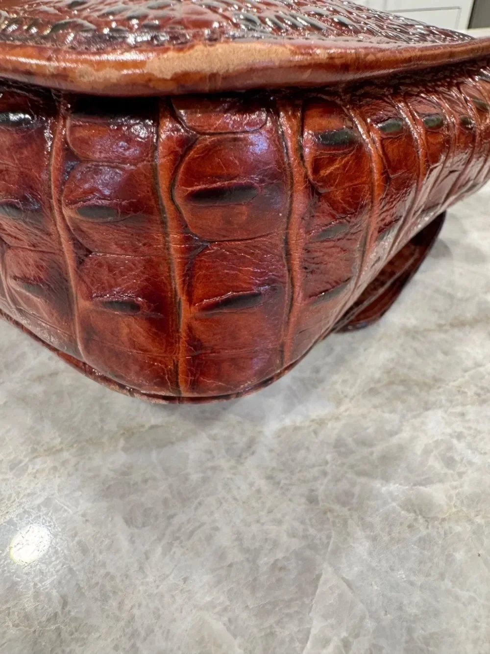 Brahmin Cleo Pecan Melbourne Croc-embossed Crossbody Bag